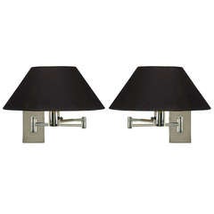 Pair Nessen Chrome Swing-Arm Wall Lamps