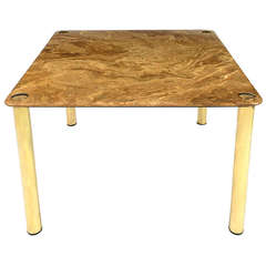 Pace Collection Square Onyx and Brass Dining Table
