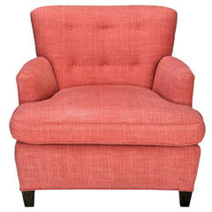 1940s Raspberry Red Linen Dunbar Style Club Chair 7