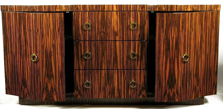 American Interior Crafts Macassar Ebony Art Deco Sideboard With Display Superstructure