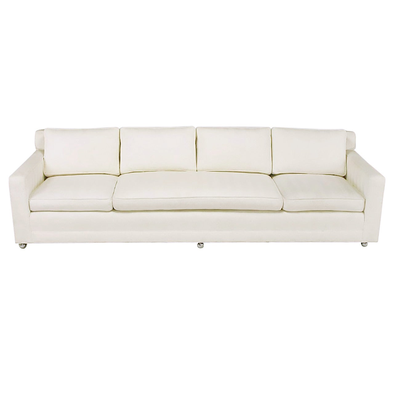 Baker White Herringbone Upholstery Sofa at 1stDibs