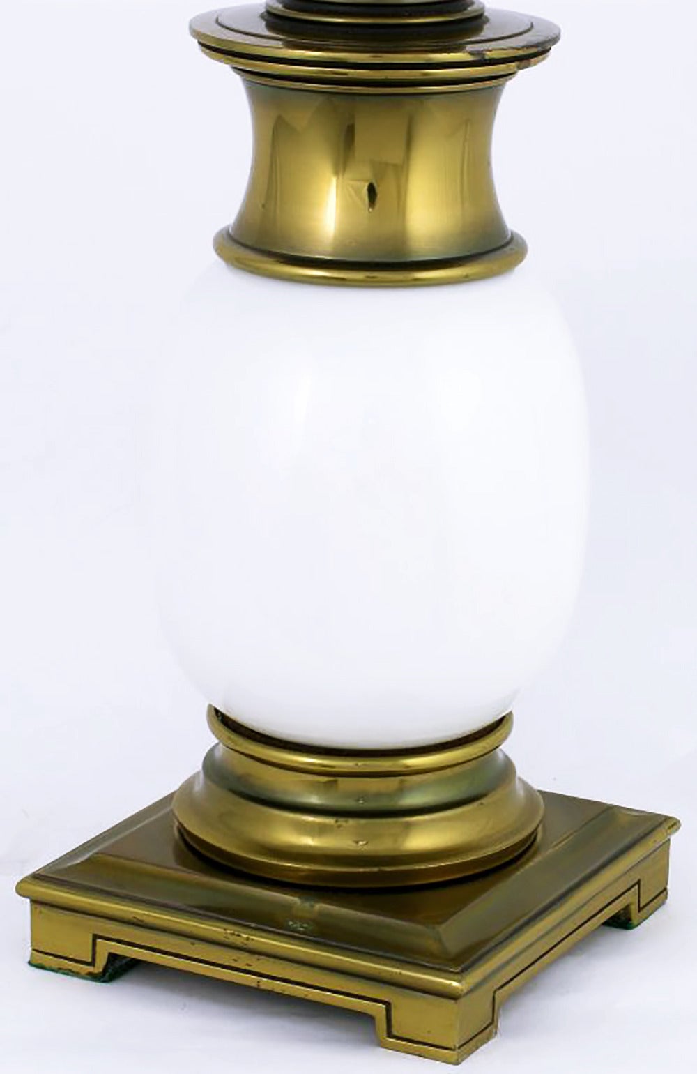 American Pair of Stiffel Ostrich Egg and Antique Brass Table Lamps For Sale