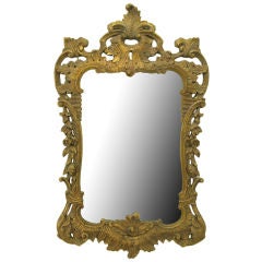 Distressed Gilt Italian Rococo Style Wall Mirror.
