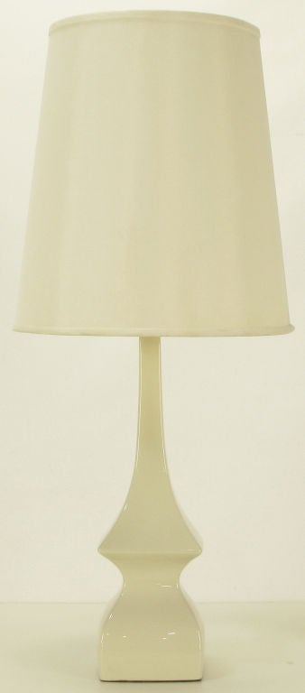 White Glazed Sculptural Ceramic Table Lamp.