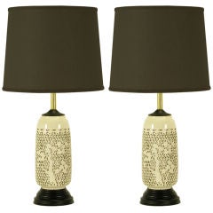 Pair Reticulated Blanc De Chine Table Lamps