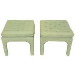Pair Fully Upholstered Button Tufted Benches