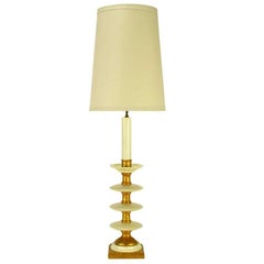 50" Water Gilt & White Lacquer Four-Tier Table Lamp