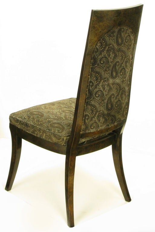 Set Eight Mastercraft Exotic Burl & Paisley Velvet Dining Chairs 1