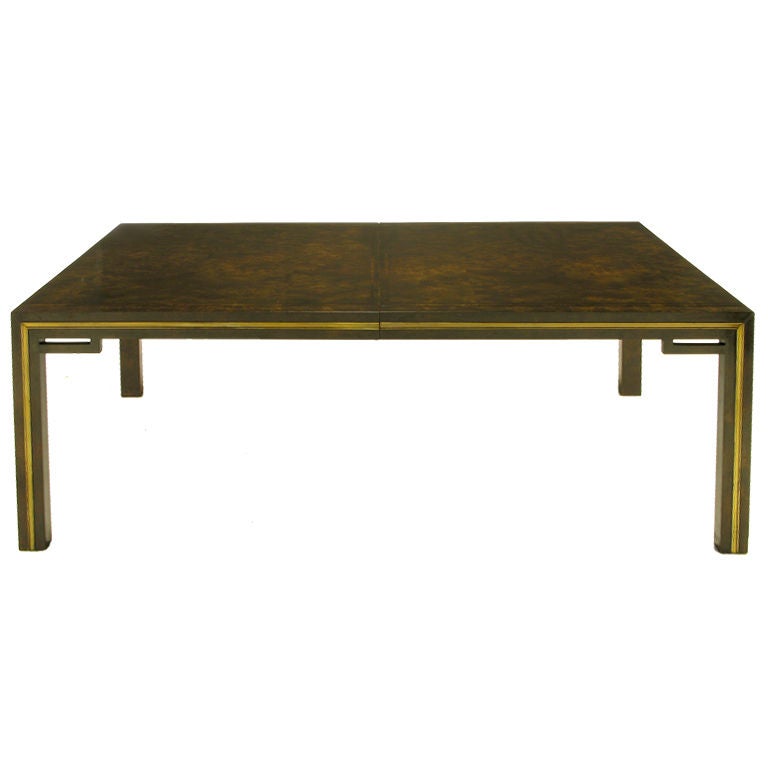 Mastercraft Amboyna Burl 
Brass Dining Table