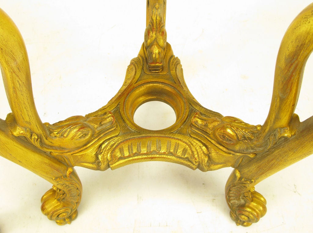 Giltwood French Regency Style Gilt Wood Triple Swan Side Table For Sale