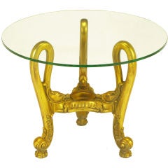 French Regency Style Gilt Wood Triple Swan Side Table