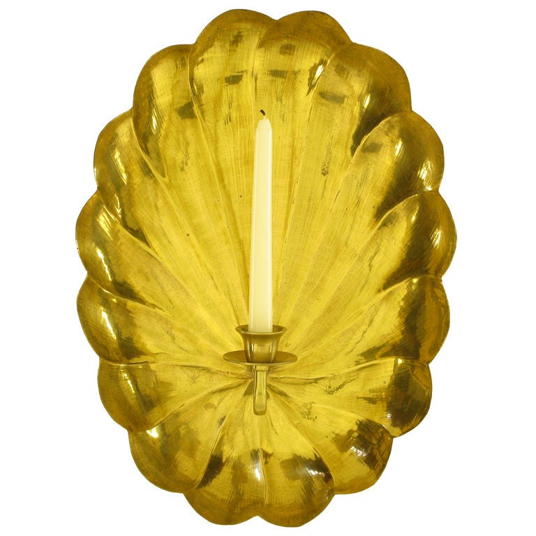 Candle Reflector Shell Large Single Brass Shell Candle Sconce at 1stDibs