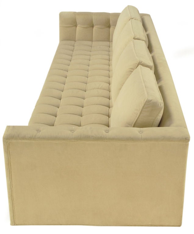 Mid-20th Century Harvey Probber Attr. 10' Long Button Tufted Cream Velvet Sofa