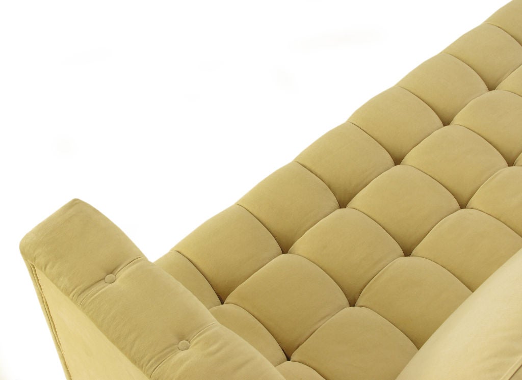 Harvey Probber Attr. 10' Long Button Tufted Cream Velvet Sofa 2
