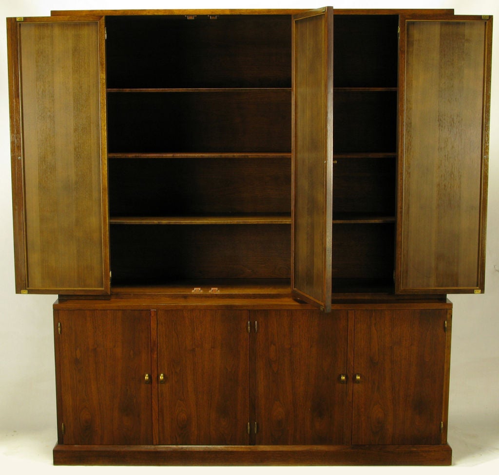 Custom Walnut Tall Cabinet With Inset Cane Panels