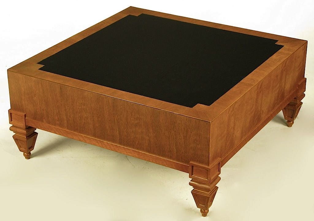 Tomlinson Mahogany & Black Leather Square Coffee Table 1