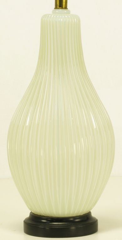 Ribbed Gourd Form Opaline Murano Glass Table Lamp 1