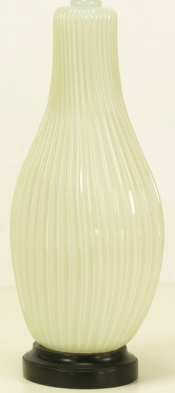 Ribbed Gourd Form Opaline Murano Glass Table Lamp 2