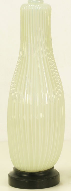 Ribbed Gourd Form Opaline Murano Glass Table Lamp 3