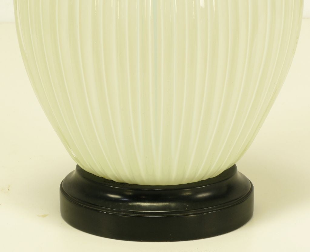 Ribbed Gourd Form Opaline Murano Glass Table Lamp 5
