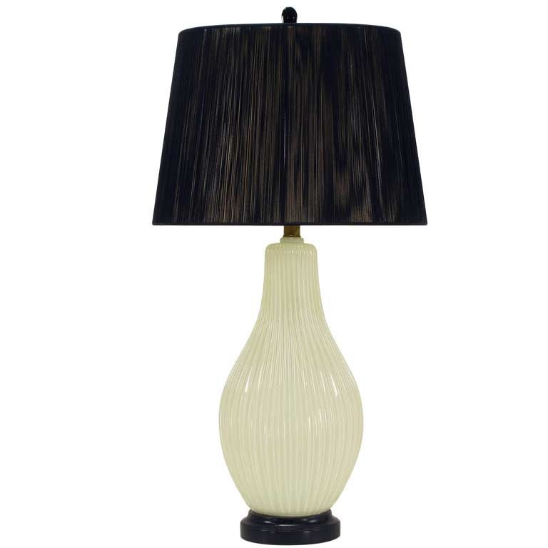 Ribbed Gourd Form Opaline Murano Glass Table Lamp