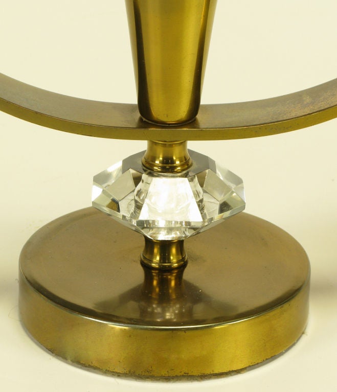 Pair Brass & Crystal Candelabra 2