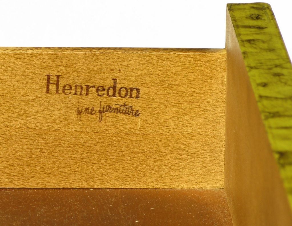 Henredon Olive Green Oil Drop Lacquer Campaign Desk 2