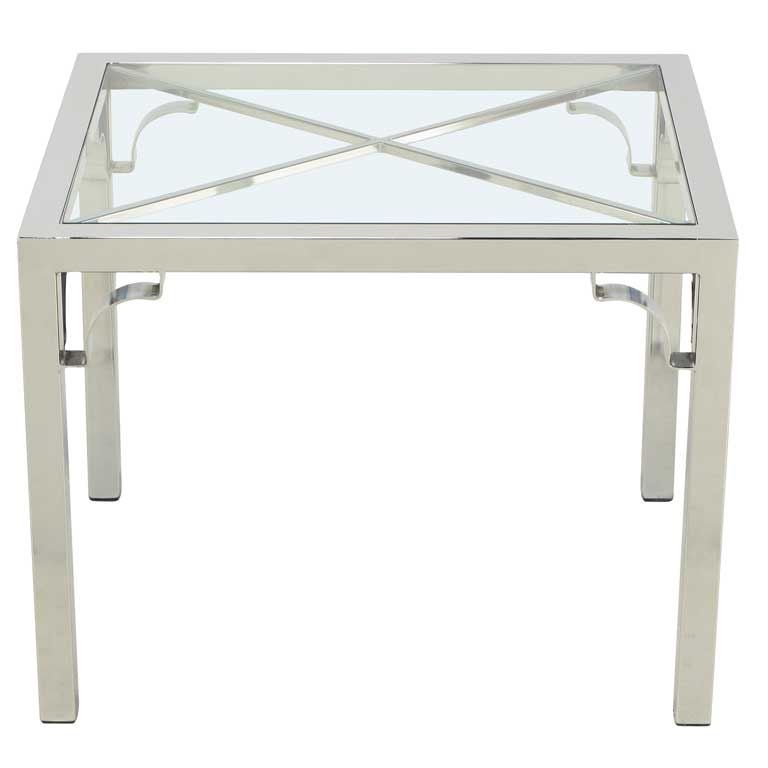 Chrome Parsons Style Chinese Chippendale X-Top End Table
