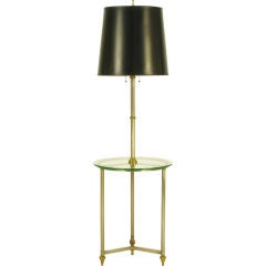 Italian Brushed Nickel & Brass Glass Table Top Floor Lamp