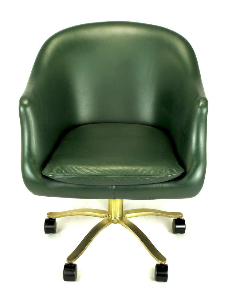 American Six Nicos Zographos CH2 Bucket Chairs In Bronze & British Racing Green Leather