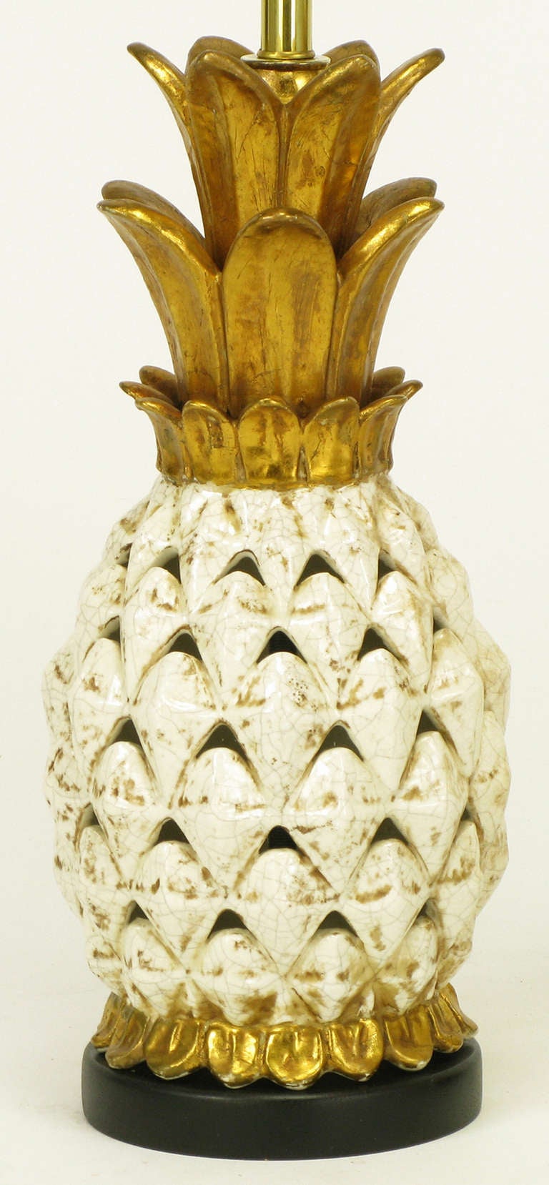 Pair Reticulated Pottery Pineapple-Form Table Lamps In Excellent Condition In Chicago, IL
