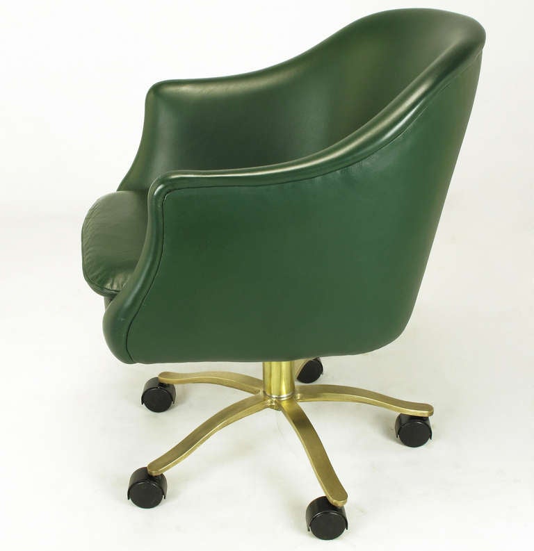 20th Century Six Nicos Zographos CH2 Bucket Chairs In Bronze & British Racing Green Leather