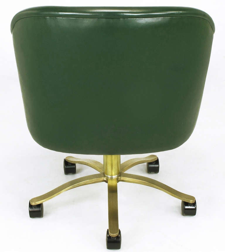 Six Nicos Zographos CH2 Bucket Chairs In Bronze & British Racing Green Leather 1
