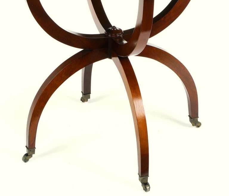 Regency End Tables In Mahogany With Octofoil Tooled Leather Top 2