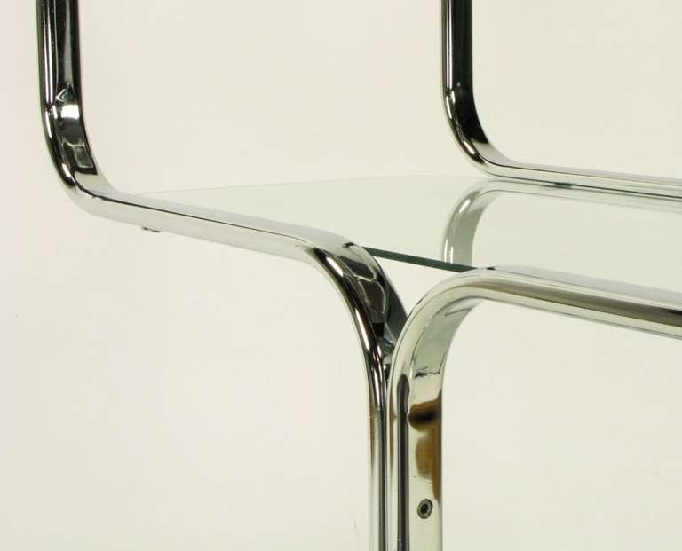 Chromed Steel and Glass Four-Shelf Etagere by Tricom, Italia 1