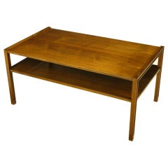 Edward Wormley Walnut Two-Tier Parsons Style Coffee Table