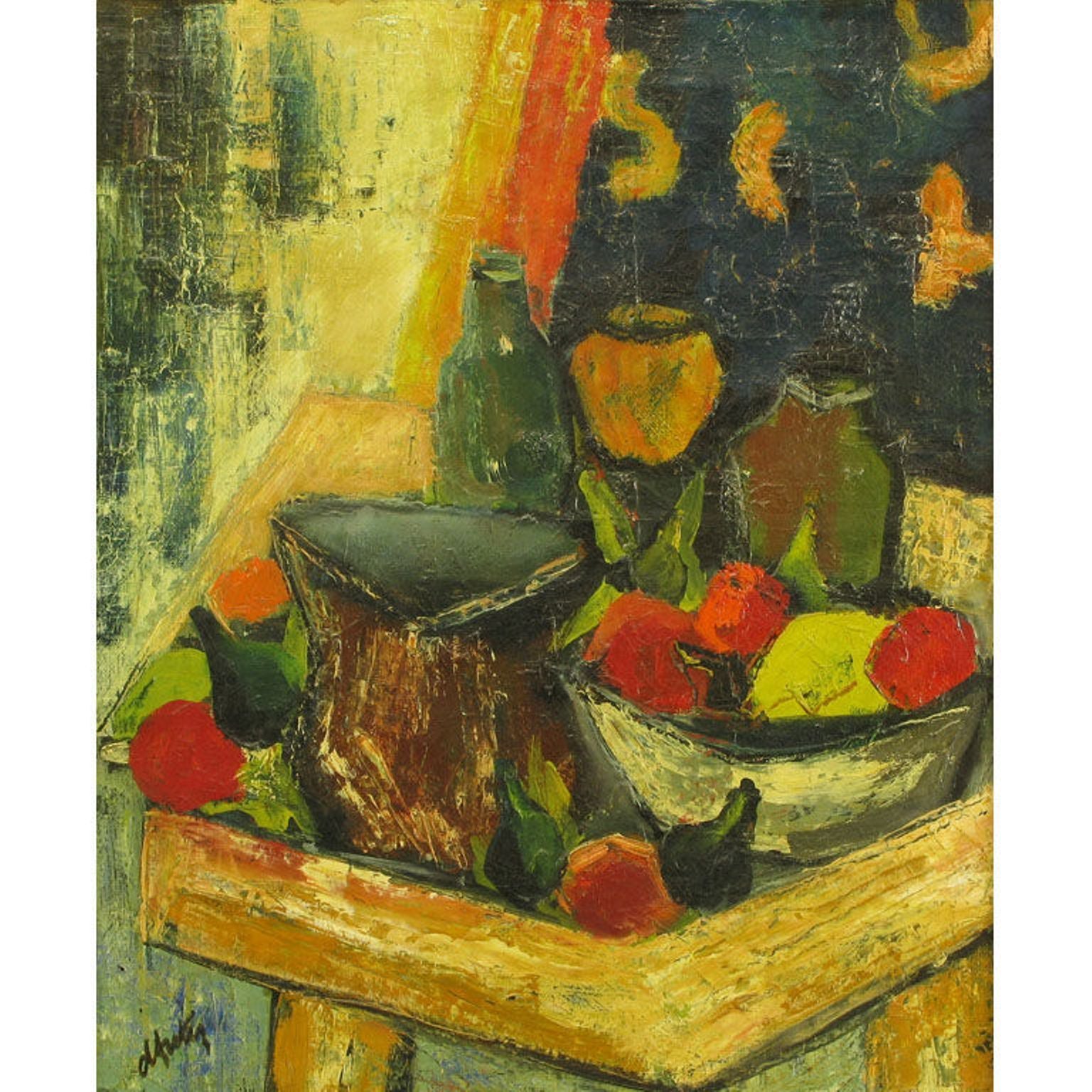 Henri D'Anty Abstract Still Life Oil On Canvas