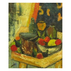 Retro Henri D'Anty Abstract Still Life Oil On Canvas