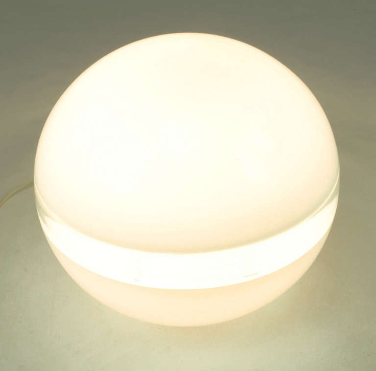 Late 20th Century Vistosi Style White and Clear Glass Sphere Table Lamp