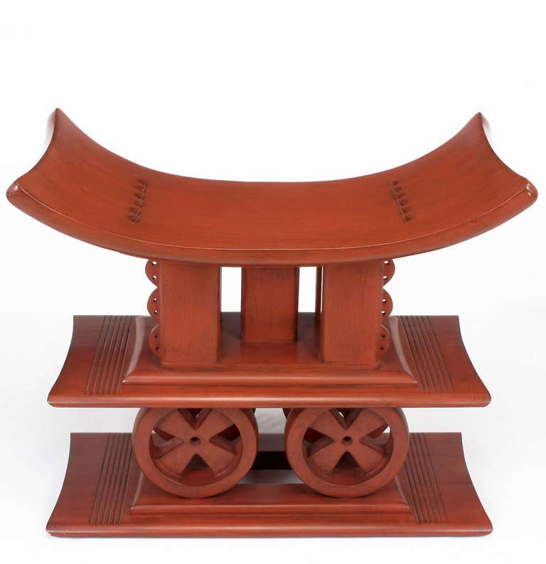 Recreation of an ancient design by venerable custom Chicago furniture maker, Interior Crafts, this bench is functional sculpture. Measures: Seat height is 20