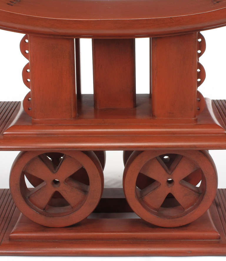 Legno Interior Crafts, Dopo Andre Groult, Rosso cinabro  Panchina scultorea in Wood in vendita