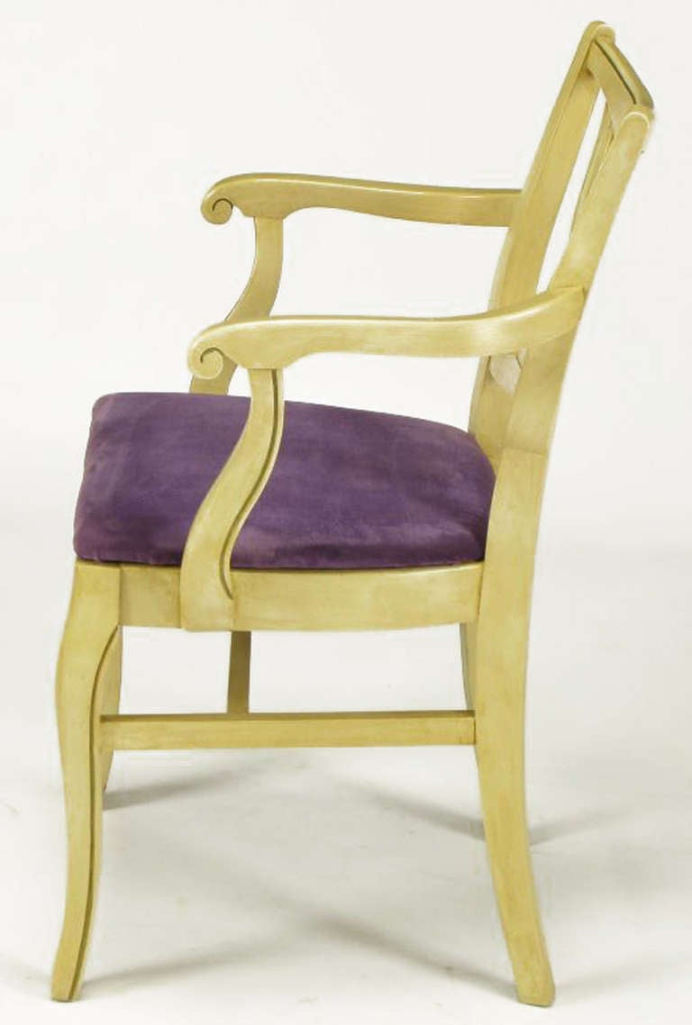 Gilt Six Ivory Glazed Regency Dining Armchairs For Sale