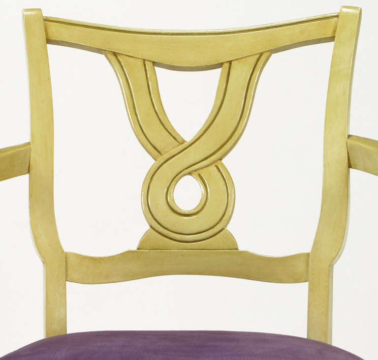 Six Ivory Glazed Regency Dining Armchairs For Sale 1