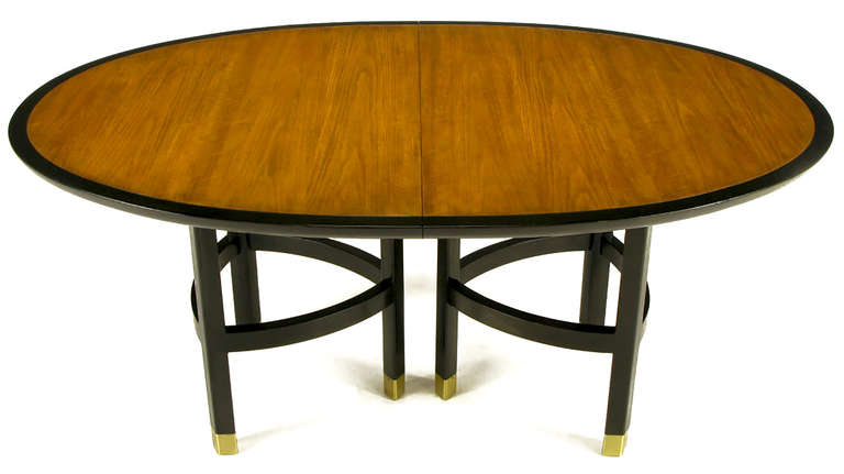 Baker Walnut and Ebonized Mahogany Dining Table Attributed to Michael Taylor