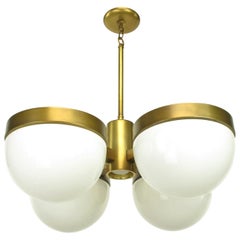 Feldman Lighting Five-Light Hemispherical Milk Glass and Brass Pendant