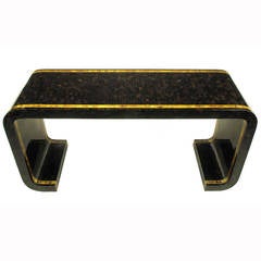 Tessellated Horn and Brass Console Table, Maitland-Smith Attributed