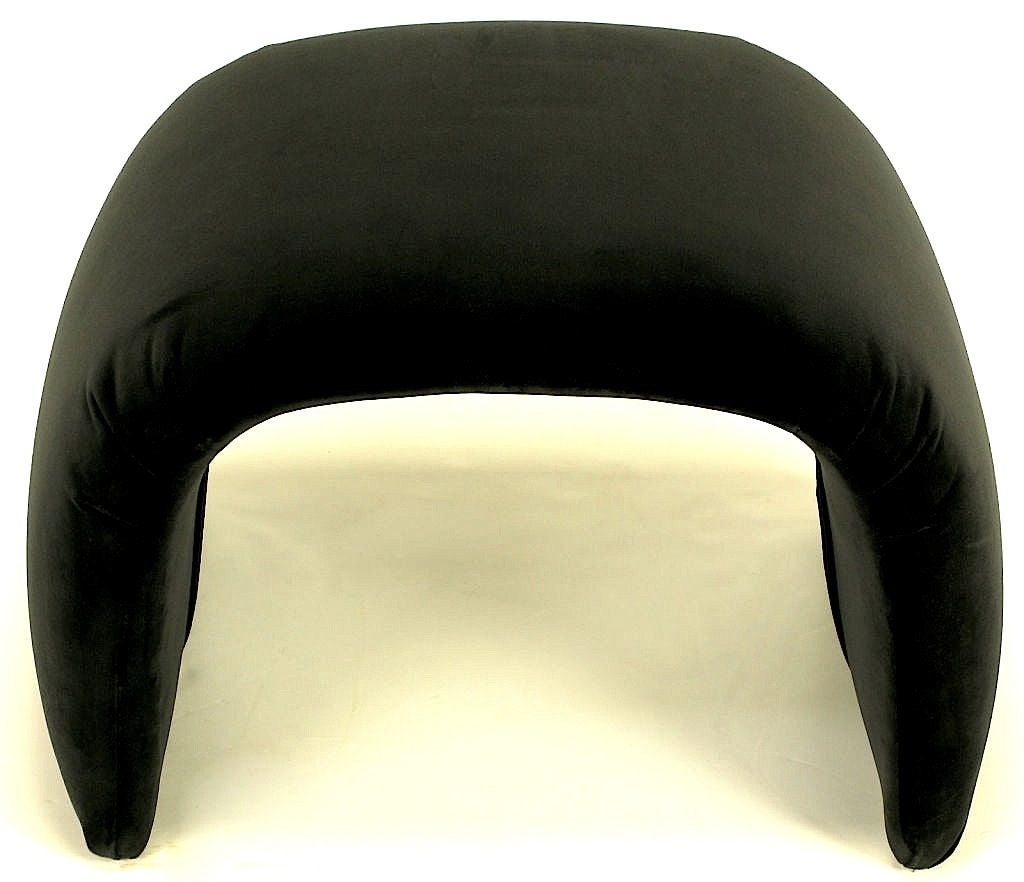 Milo Baughman Black Velvet Waterfall Ottoman