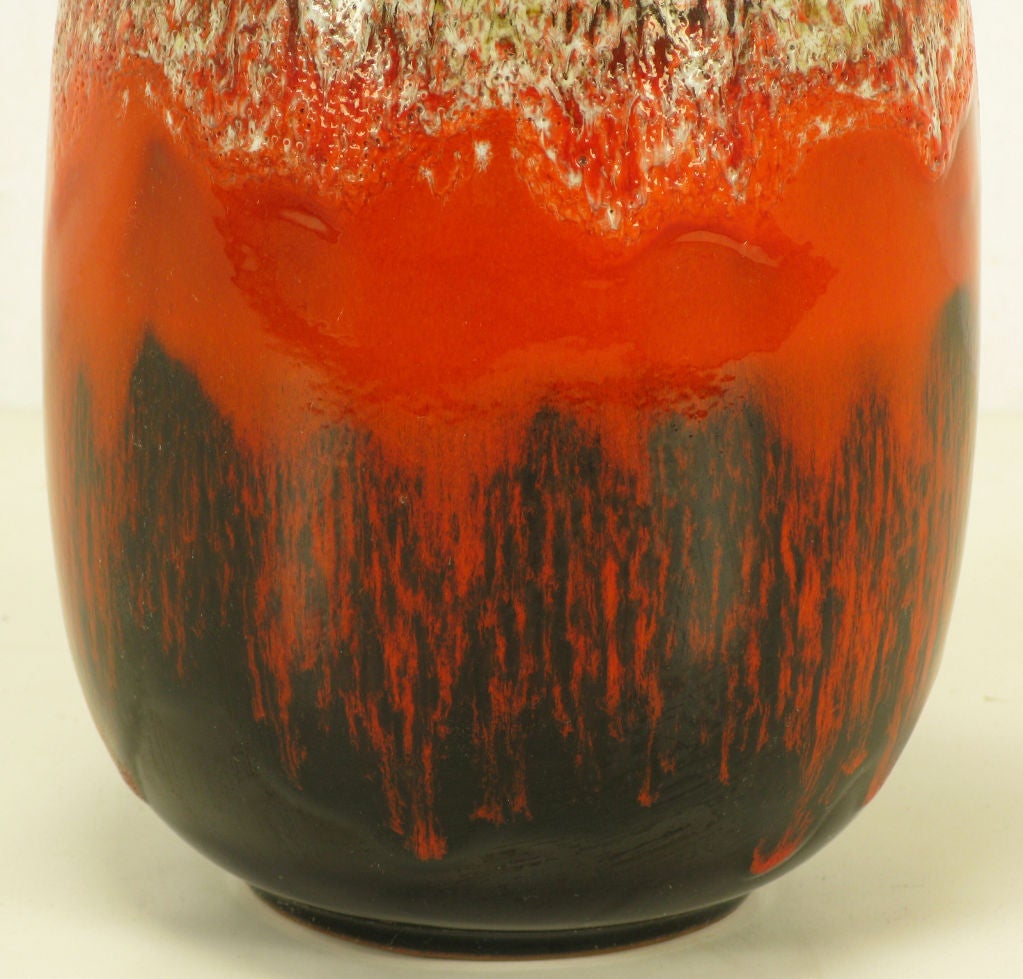 Mid-20th Century Pair Lava Glazed Ceramic Vases - Plus Matching Pitcher