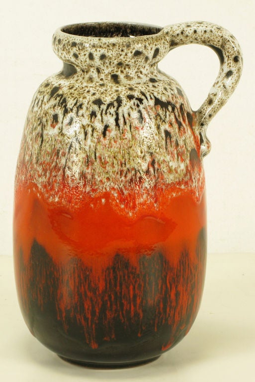 Pair Lava Glazed Ceramic Vases - Plus Matching Pitcher 1
