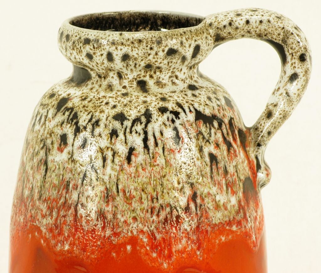 Pair Lava Glazed Ceramic Vases - Plus Matching Pitcher 2